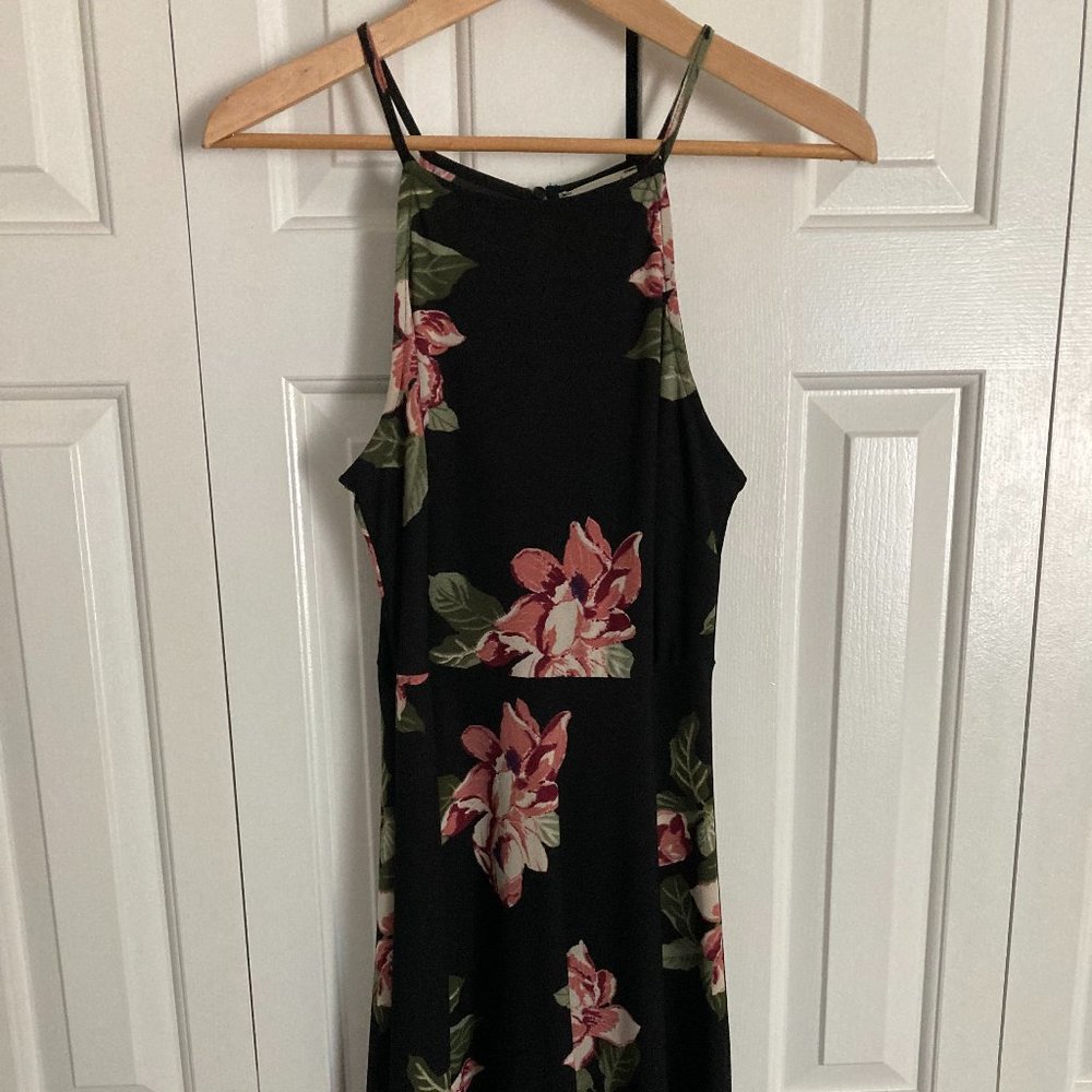 Nordstrom Black Floral Mid-Length Dress